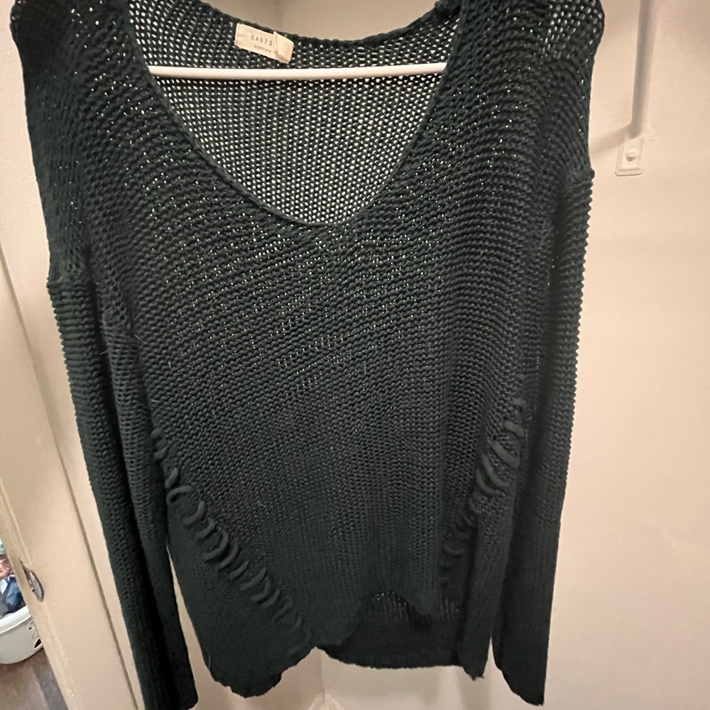 Kardashian Kollection Dark Green V-Neck Sweater